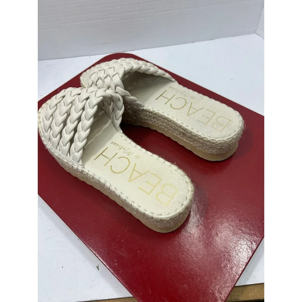 Beach by Matisse Braided Platform Sandals 9M Cream Espadrille Boho Coastal